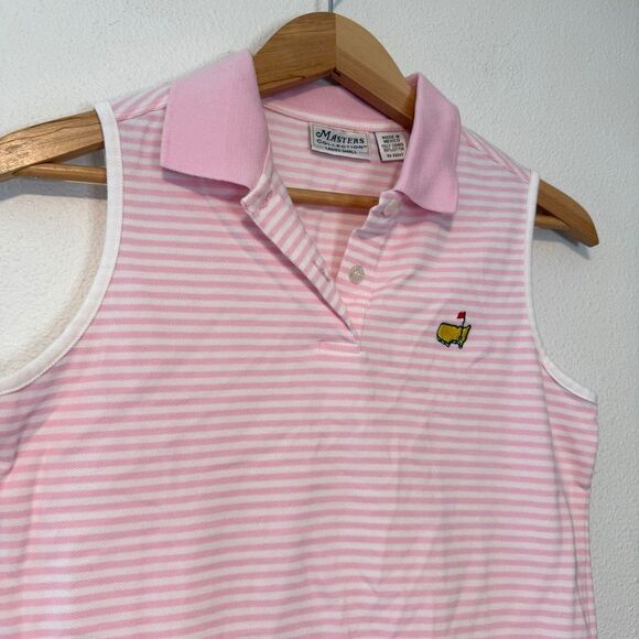 Vintage Masters Golf Pink Striped Sleeveless Polo Size Small - Picture 1 of 9